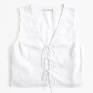 ABERCROMBIE Linen Blend Tie Front Vest Top